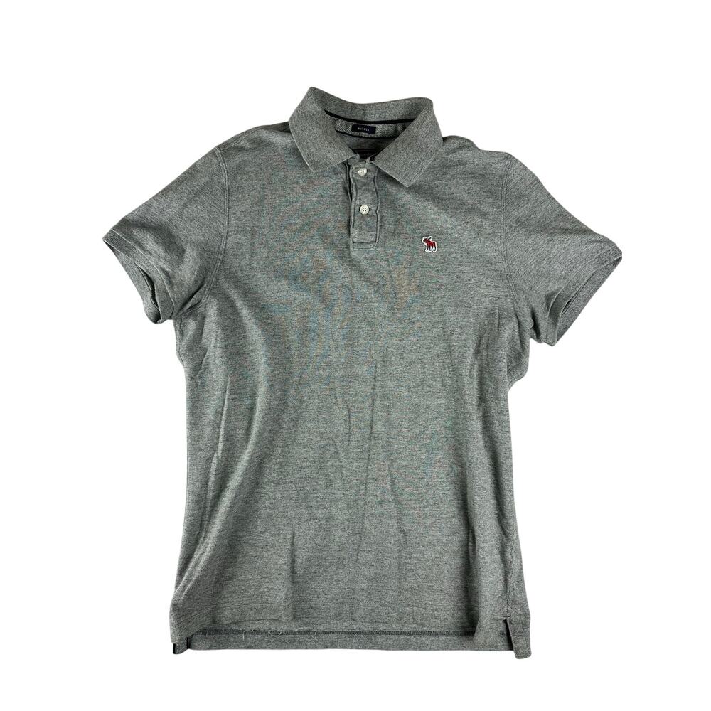 Y2K Abercrombie & Fitch Men XXL Polo SS Shirt Muscle Fit Gray Moose